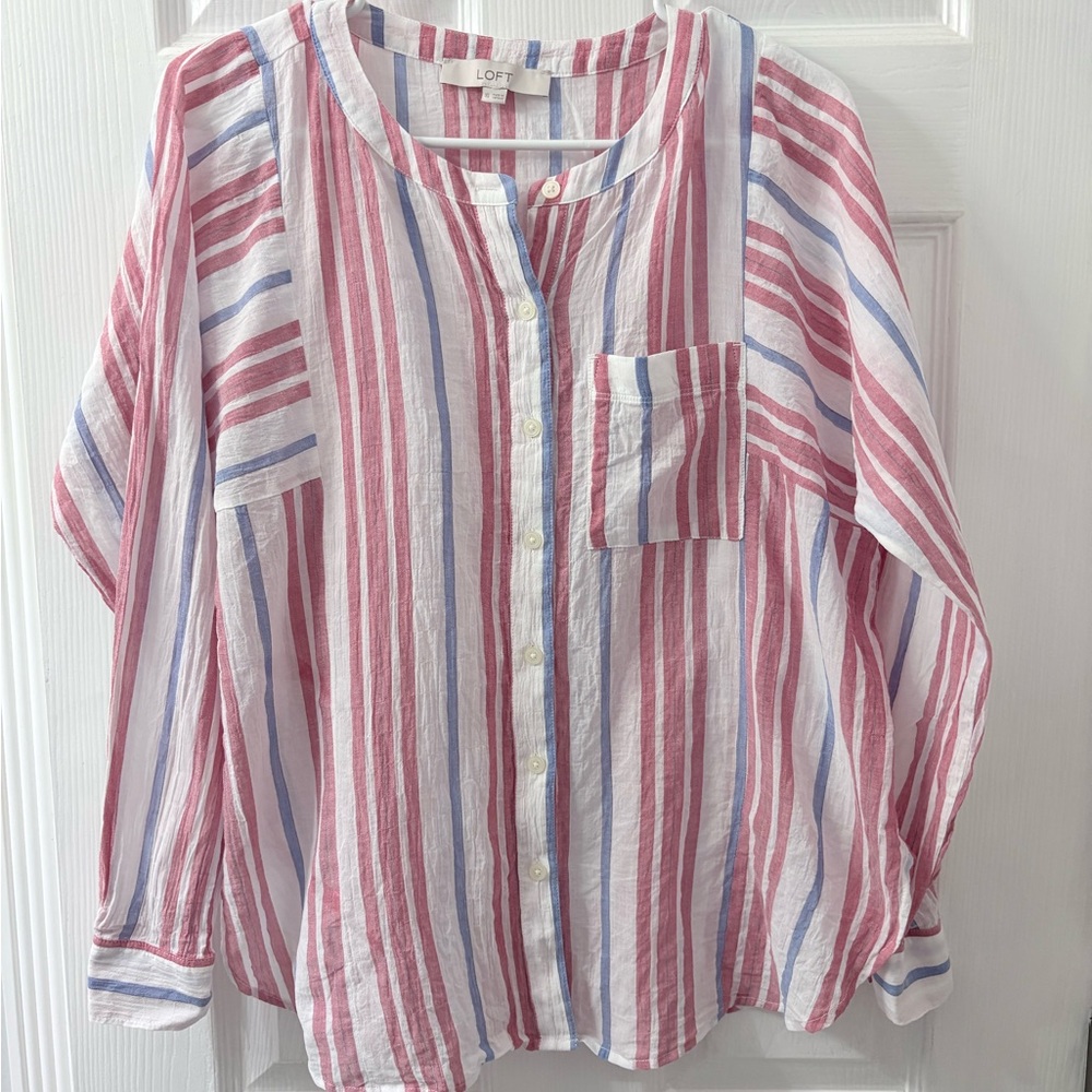 LOFT Multicolor Striped Blouse